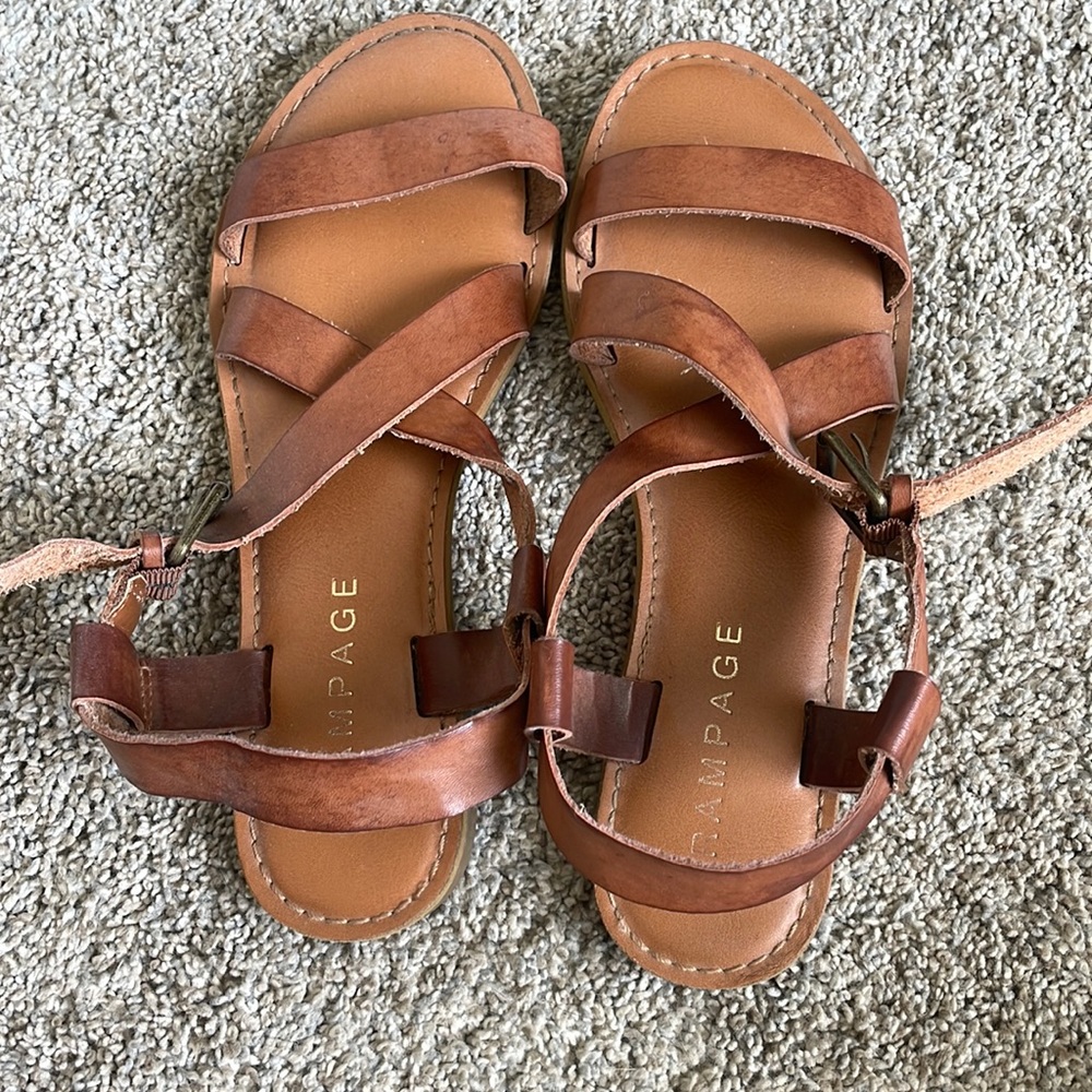 Brown Leather-like Sandals